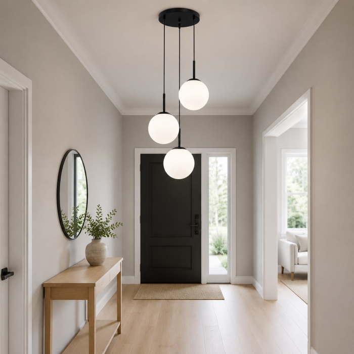 Lustră suspendată 2403/3, 3 pendule sticlă alb mat, înălțime reglabilă [2]