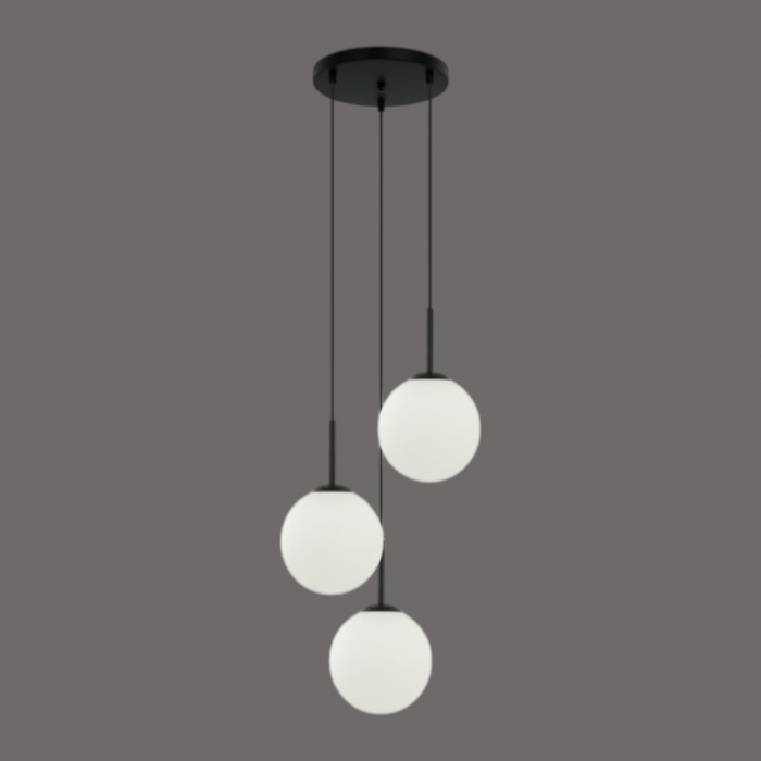 Lustră suspendată 2403/3, 3 pendule sticlă alb mat, înălțime reglabilă [5]