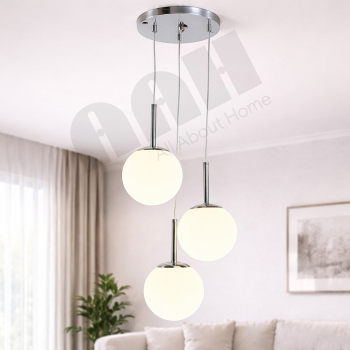 Lustră suspendată 2403/3, 3 pendule sticlă alb mat, înălțime reglabilă [4]