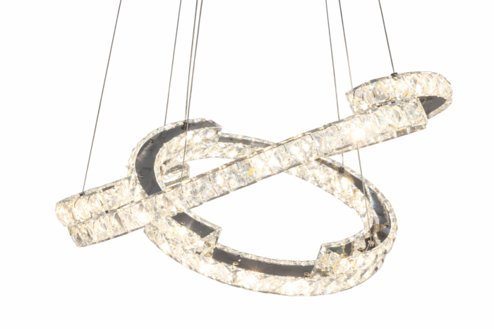 Lustră suspendată 2485/60x40 CH, modernă cu 2 inele cromate, LED 160W, design elegant [3]