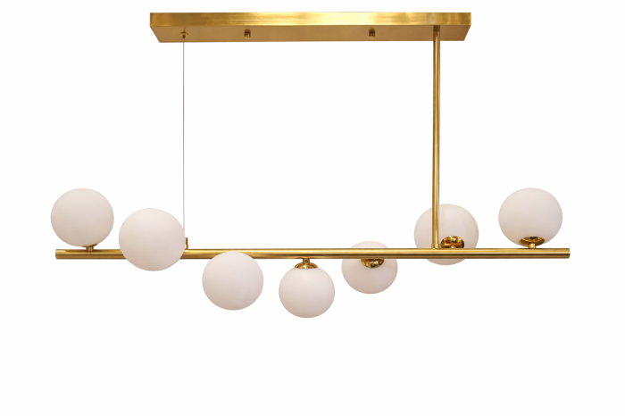 Lustră suspendată 5058/7 aurie, 7 globuri sticlă mată, becuri G9 incluse [2]