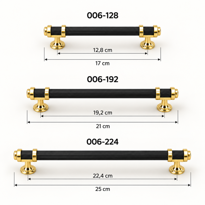 Mâner mobilă 006 BK+GD negru cu auriu, model lung striat [2]