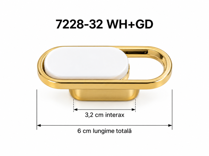 Mâner mobilă 7228 WH+GD alb cu auriu, formă ovală [2]