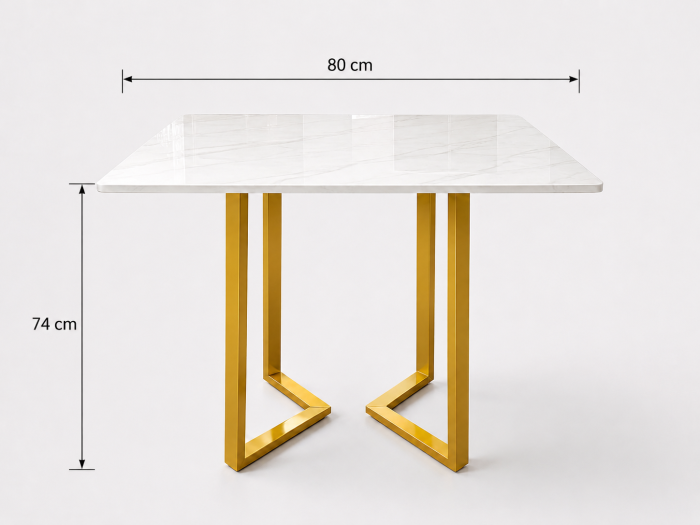 Masă 089 blat marmură albă și picioare aurii design modern 80x80 cm [2]