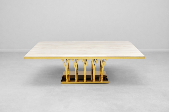 Masa 106 masa living dreptunghiulara metal auriu blat compozit marmura 130x70 cm [3]