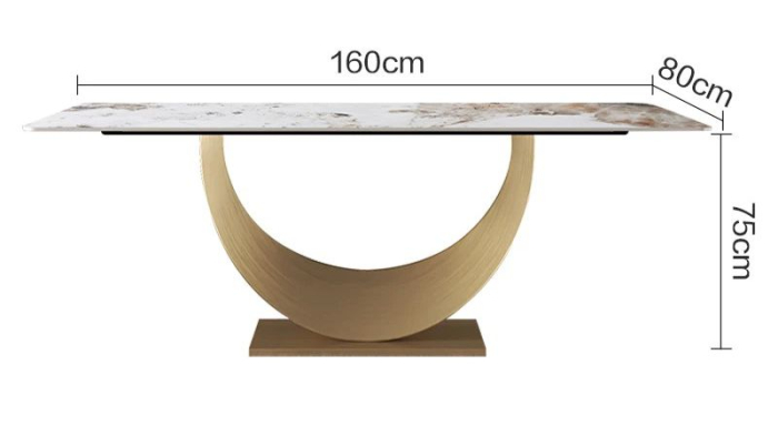 Masa 3400 – blat din compozit de marmura ,bază din metal auriu – 160/180 cm [4]