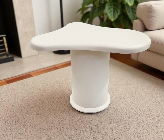 Masă 8006 S albă, design minimalist din PVC, H50 cm [1]