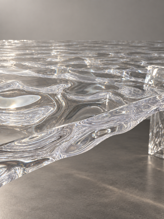 Masă dreptunghiulară din acril transparent 200 × 75 cm, vedere frontală [3]