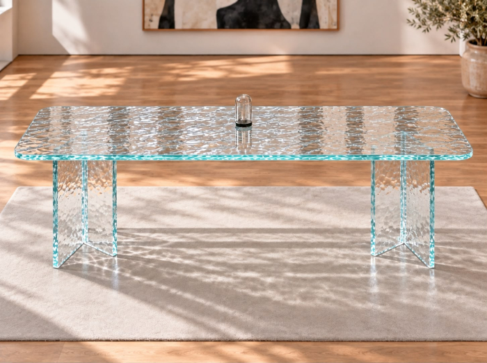 Masă dreptunghiulară din acril transparent 200 × 75 cm, vedere frontală [2]