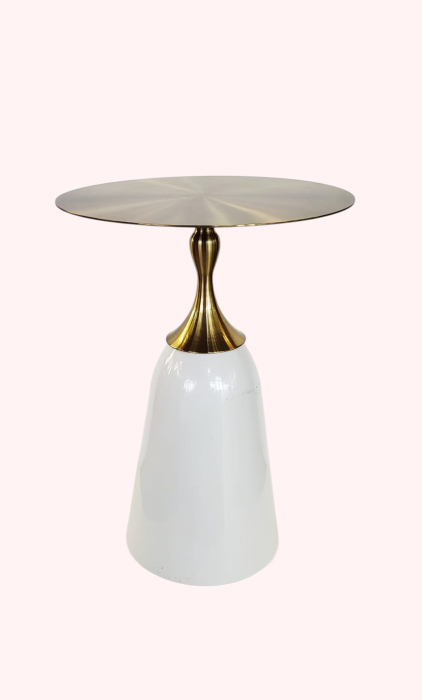 Măsuță 57058 alb și auriu din metal, blat rotund Ø40 cm, H55 cm [3]