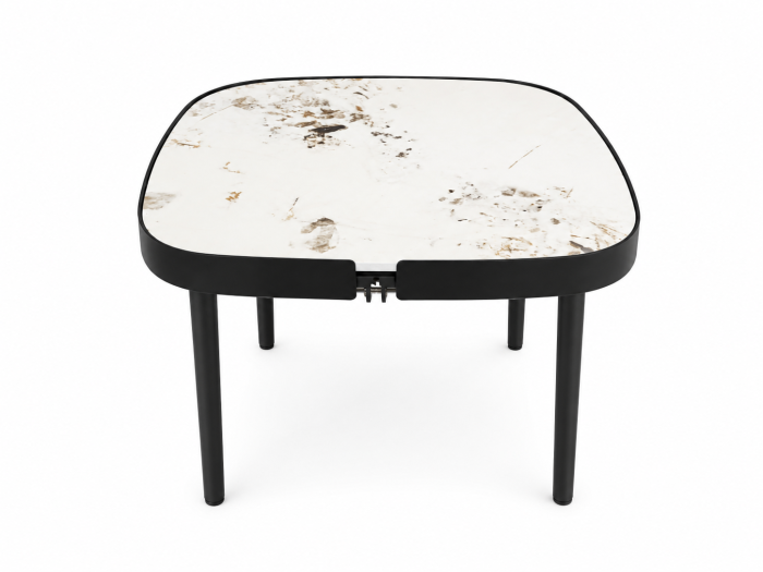 Masuta cafea 853 S BK, blat piatră sinterizată, bază metal negru, 56x56 cm [2]