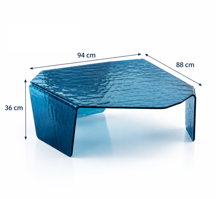 Măsuță din acril albastru 15 mm, 94 x 88 x H36 cm, design geometric [3]