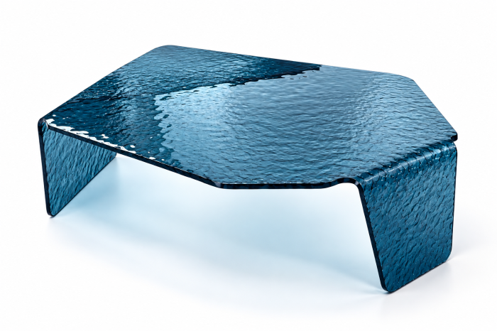 Măsuță din acril albastru 15 mm, 94 x 88 x H36 cm, design geometric [2]