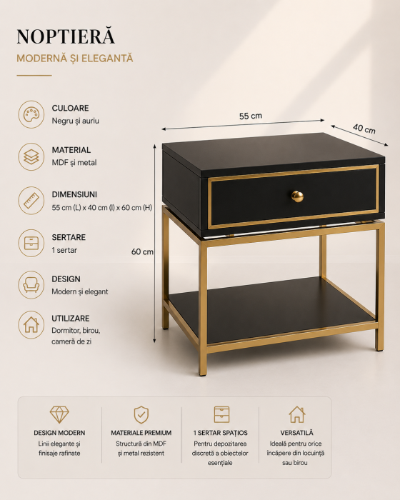 Noptiera A01 Negru [2]