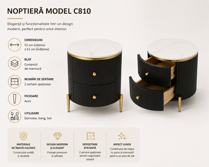 Noptiera  C810 Negru [2]