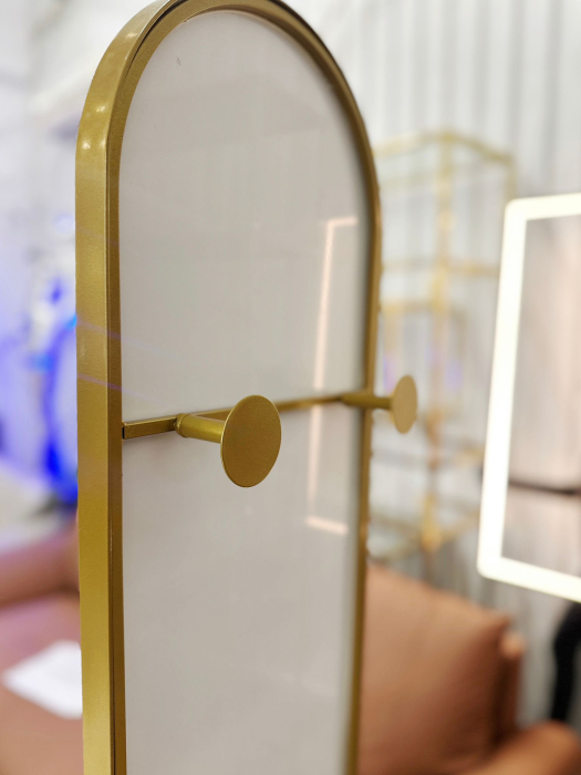 Oglindă de podea 098-14, rama ovală aurie aluminiu, rotativă 360°, 170×32 cm [2]