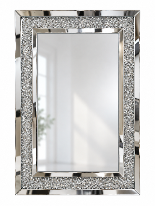Oglindă decorativă DF1280 120 x 80 cm cu cristale – Argintiu/Crom și Rose Gold [2]