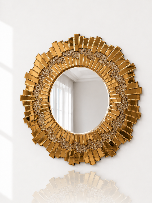 Oglindă Decorativă Rotundă DF9090C GD Auriu 90 cm [2]