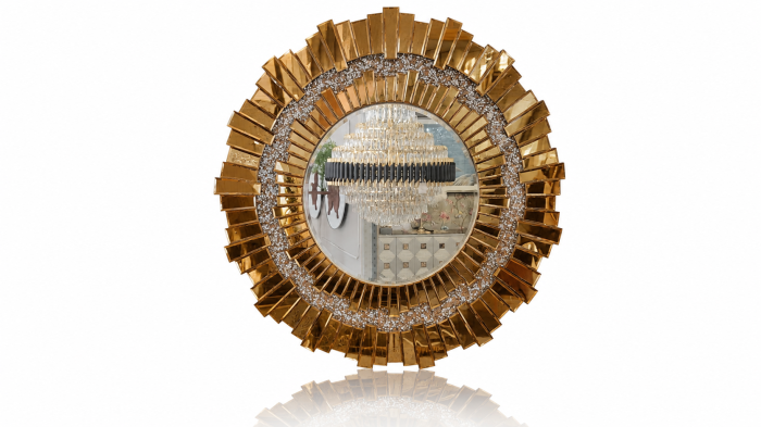 Oglindă Decorativă Rotundă DF9090C GD Auriu 90 cm [3]