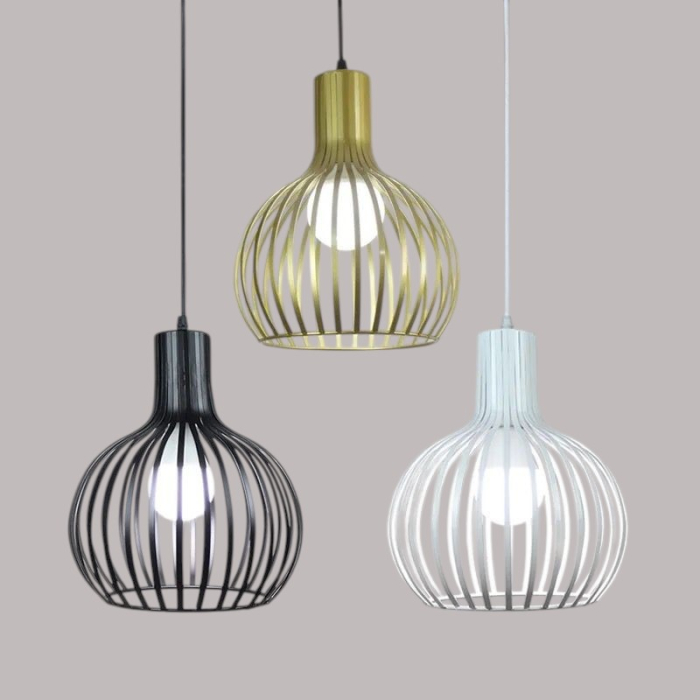 Pendul 1001/1 metal colivie geometric alb negru auriu Ø20cm [3]