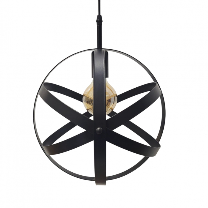 Pendul 1011/1 BK din metal negru, design glob, E27, înălțime reglabilă [2]