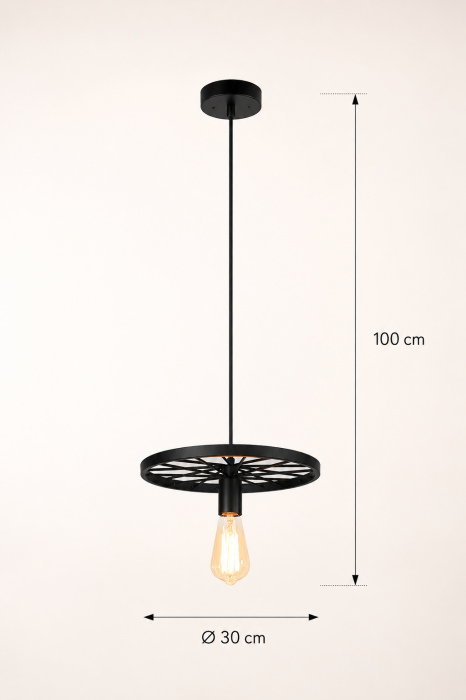 Pendul 1267/1, metal negru, compatibil E27 LED, dimensiuni L30 x l30 x H100 cm, înălțime reglabilă [2]