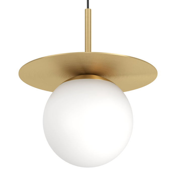 Pendul 3809, metal auriu/crom, sferă sticlă albă mată, disc decorativ, cablu 100 cm [5]