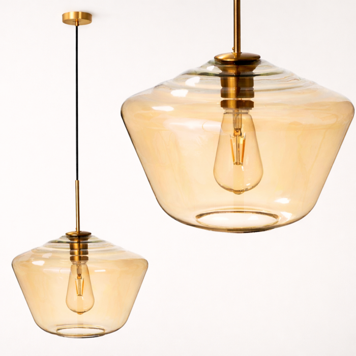 Pendul decorativ auriu din sticla cu soclu E27 model 8801/A [3]