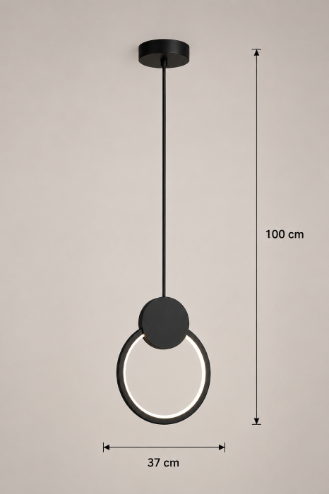 Pendul LED modern 6816 RD, 12W, reglaj temperatură culoare, aluminiu negru [2]