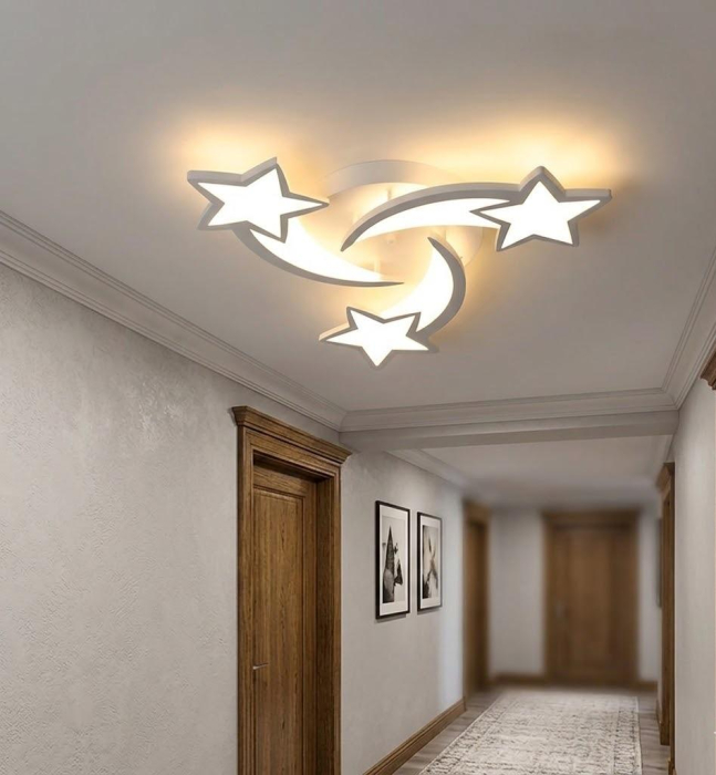 Plafonieră 3142/3, acril alb și transparent, design stele, 78W, diametru 50 cm [2]