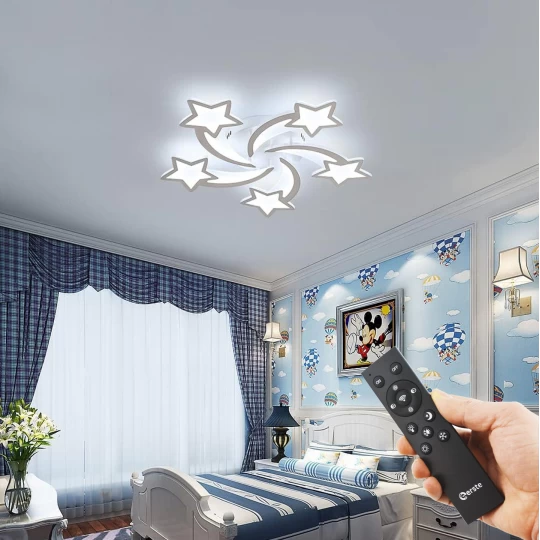 Plafonieră 3142/5, acril alb și transparent, design stele, 130W, telecomandă, 3 culori [1]