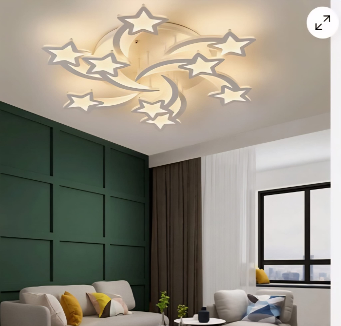 Plafonieră 3142/6+3, acril alb și transparent, design stele, 240W, diametru 70 cm, telecomandă, 3 culori [1]