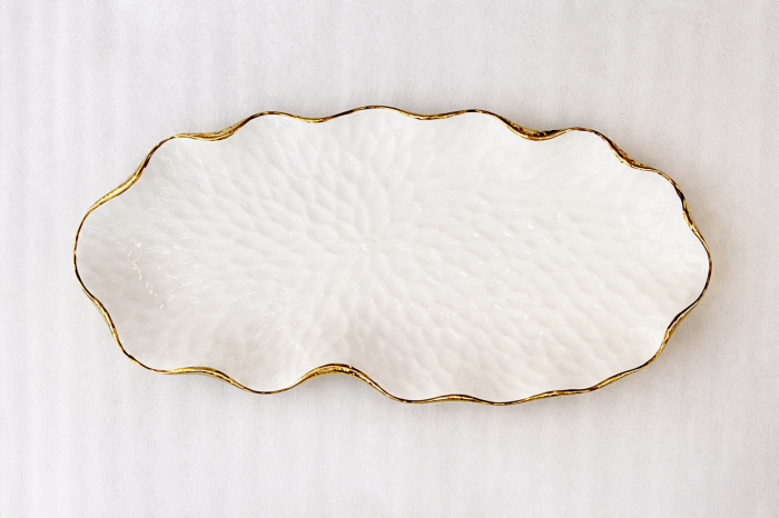 Platou ceramic exterior auriu interior alb model 1224-10 41 cm [2]