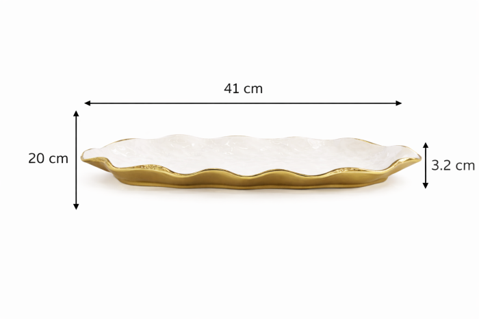 Platou ceramic exterior auriu interior alb model 1224-10 41 cm [3]