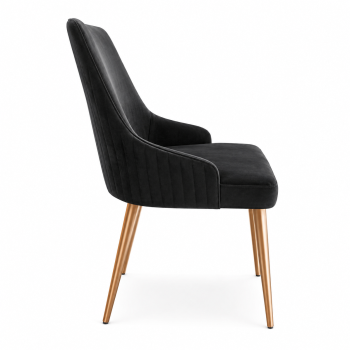 Scaun Dining 3280 Catifea Bej cu Picioare Metalice Aurii [2]