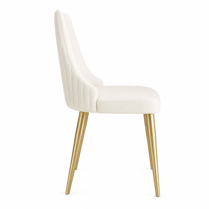Scaun 3280, design elegant, structură metalică, tapițerie catifea, disponibil bej și negru [2]