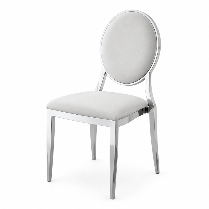 Scaun BC83 cu cadru metalic auriu și catifea bej sau cadru crom și catifea gri – model modern pentru dining și living [4]