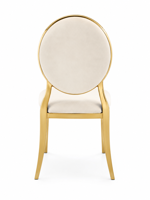 Scaun BC83 cu cadru metalic auriu și catifea bej sau cadru crom și catifea gri – model modern pentru dining și living [3]