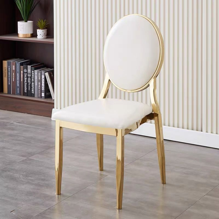 Scaun BC83 cu cadru metalic auriu și catifea bej sau cadru crom și catifea gri – model modern pentru dining și living [1]