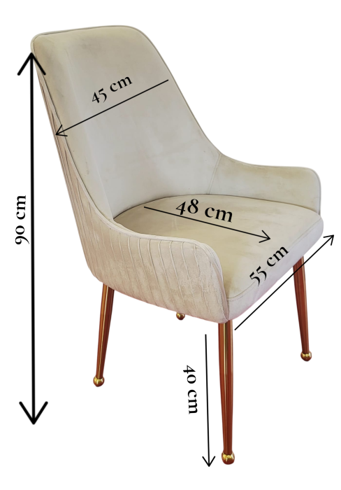 Scaun catifea bej S15 – picioare metalice aurii, maner decorativ, design elegant și confortabil [4]