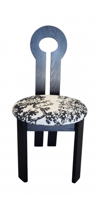 Scaun D35 negru cu șezut buretat alb cu model negru – design modern și confortabil [3]