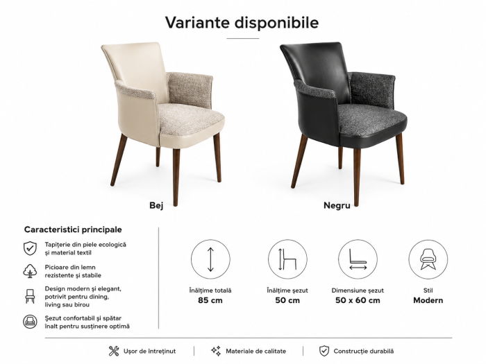 Scaun Dining 597 - Bej / Negru [4]