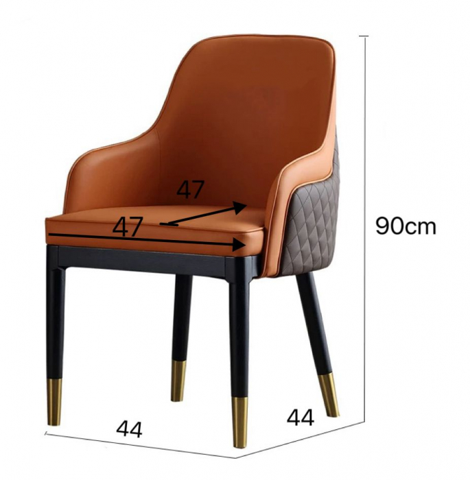 Scaun Modern 942 – Piele Ecologică, 2 Culori, Picioare Metalice, Înălțime 90 cm [5]