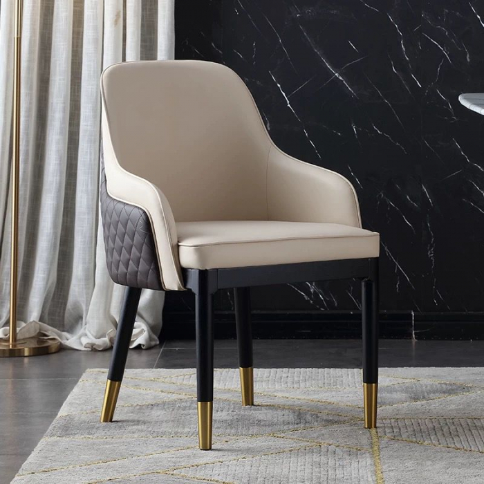 Scaun Modern 942 – Piele Ecologică, 2 Culori, Picioare Metalice, Înălțime 90 cm [2]