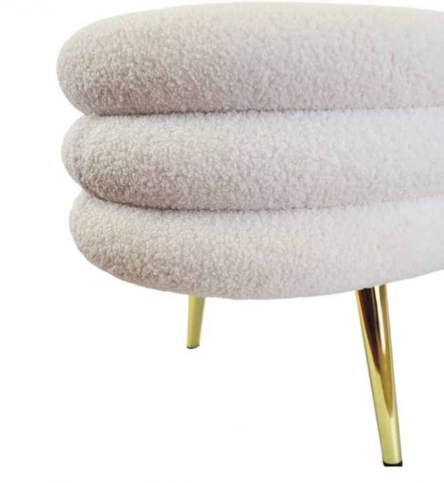 Scaun tapițat ZW026047 alb, picioare aurii, material pufos, 100x40x40 cm [4]