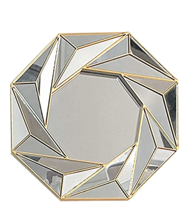 Set 3 oglinzi decorative 2021-11, octogonale, ramă aurie, 23 cm [3]