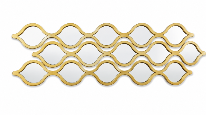 Set 3 oglinzi decorative model 7001, rame aurii, formă curbată, 87 cm [2]