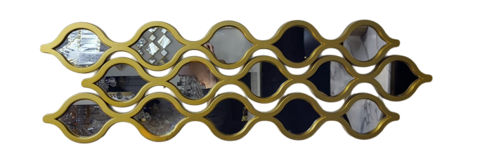 Set 3 oglinzi decorative model 7001, rame aurii, formă curbată, 87 cm [3]