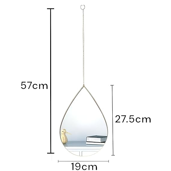 Set 3 oglinzi suspendate lacrimă LX3, metal auriu cu lanț, 27,5×19 cm [2]