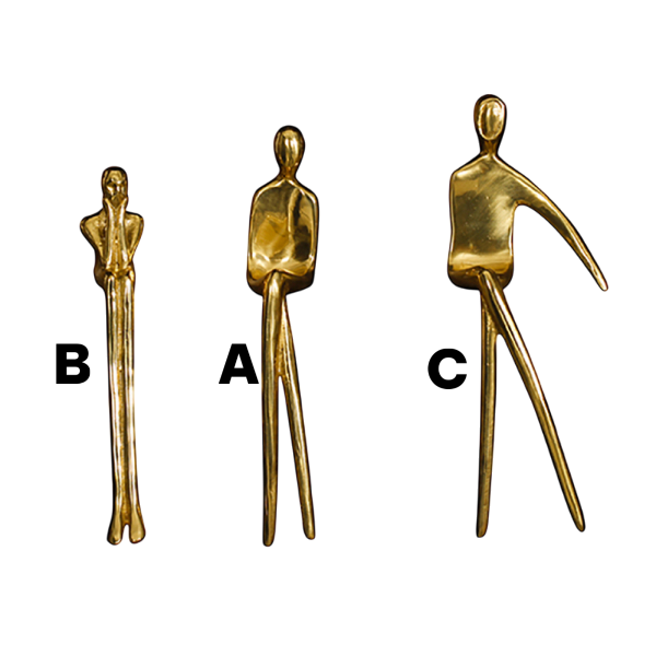 Statuetă decorativă metal auriu lucios, design abstract siluetă umană [6]